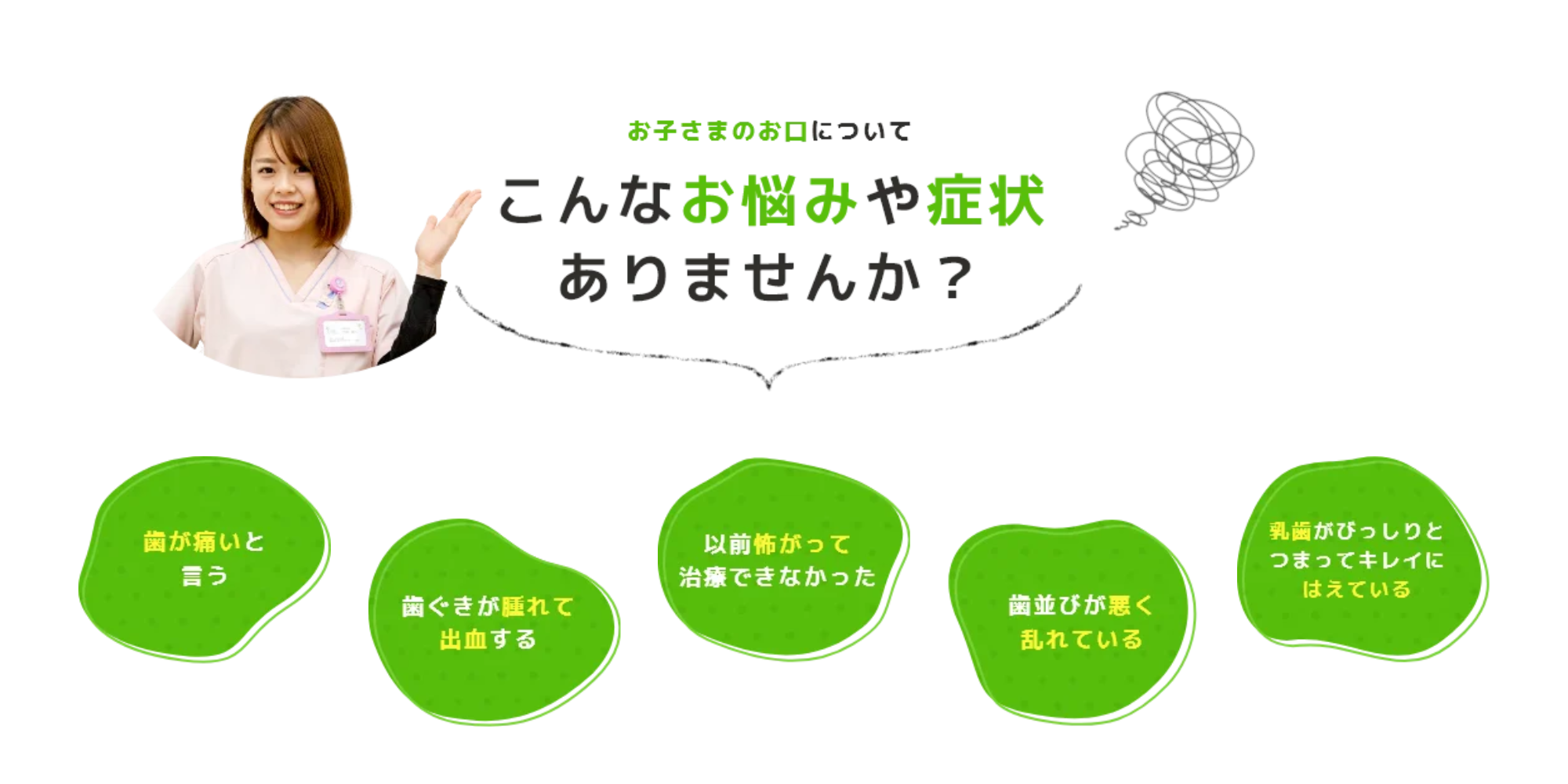 お子様のお口について こんなお悩みや症状ありませんか？