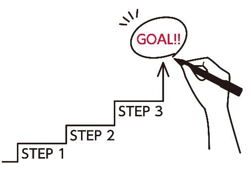 ステップを経てゴールへ向かうイメージ