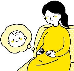 お腹に手を当てる妊娠中の女性